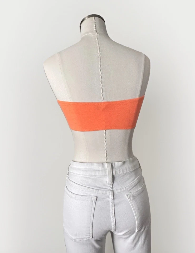 Sujetador sin tirantes Y2K American Apparel algodón spandex naranja neón talla mediana Foto 4 de 4