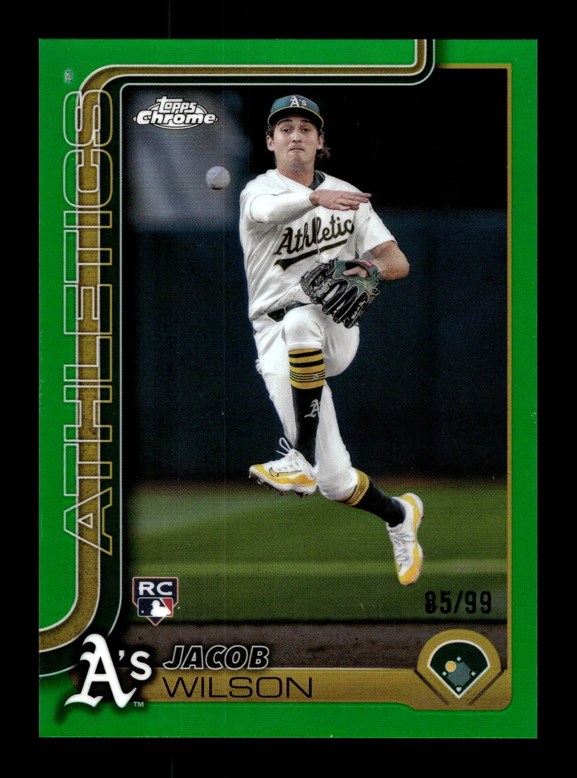 2025 Topps Chrome Green Refractor #96 Jacob Wilson RC Rookie 85/99 A'S