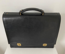 Vintage and Classic French Texier Black Soft Leather Attache/Briefcase. Preowned
