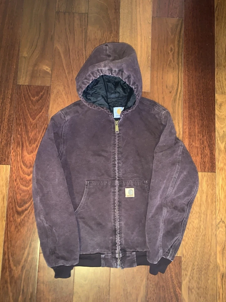 Винтажный 1998 Carhartt Y06BRG бордовая куртка молодежи L - Изображение 2 из 4