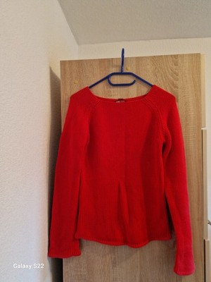 Strickpullover Damen Gr. M L.O.G.G Rot Baumwolle H&M C51