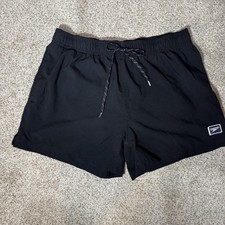 Speedo Swim Shorts Mens Large Black Elastic Waist Mesh Lined Trunks Pockets