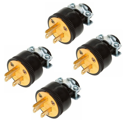 #ad 4 Pc Extension Cord Replacement 3 Prong Male Electrical Plug Heavy Duty Grounded $11.99