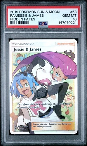 2019 POKEMON SUN & MOON HIDDEN FATES #68 FULL ART/JESSIE & JAMES PSA 10