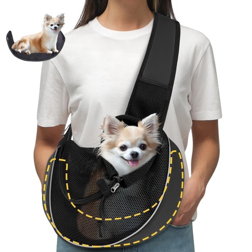 Upgraded Breathable Mesh Dog Sling Carrier for Small Dogs & Cats Up to 10 lbs...