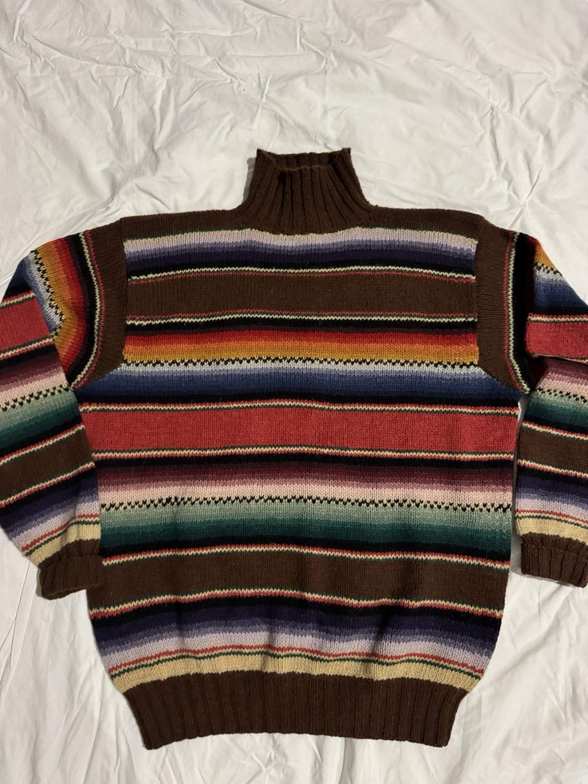 Vintage 90s POLO COUNTRY Ralph Lauren 100percent Wool Hand Knit Turtleneck Sweater Lrg