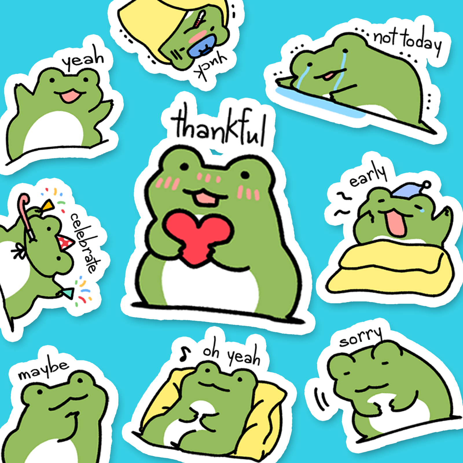 32 Cute Kawaii Frog Stickers Journal, Diary Stickers, Scrapbooking, Frogs  USA