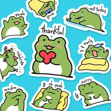 Cute Frog Stickers Journal, Frog Diary Stickers, Handmade, USA