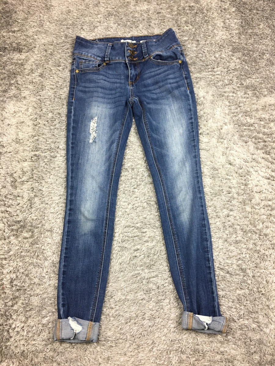 Indigo Rein Ankle Skinny Jeans Womens Size Juniors Blue Dark