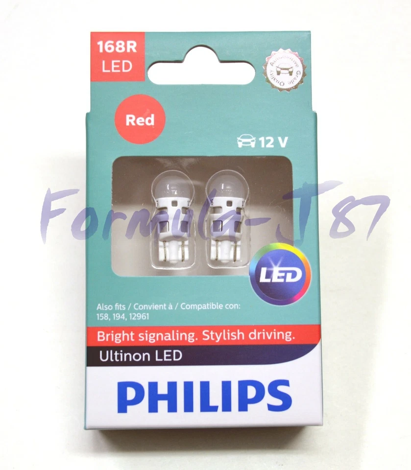 Philips Ultinon Luz LED 168 Rojo Dos Bombillas Marcador Lateral Trasero Estacionamiento Reemplazar Ajuste Foto 3 de 4