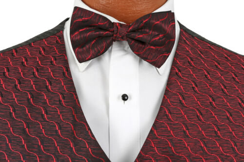 Men's Red Bill Blass Tuxedo Vest with Bow Tie Cruise Wedding Groom Prom Medium M - Picture 2 of 4
