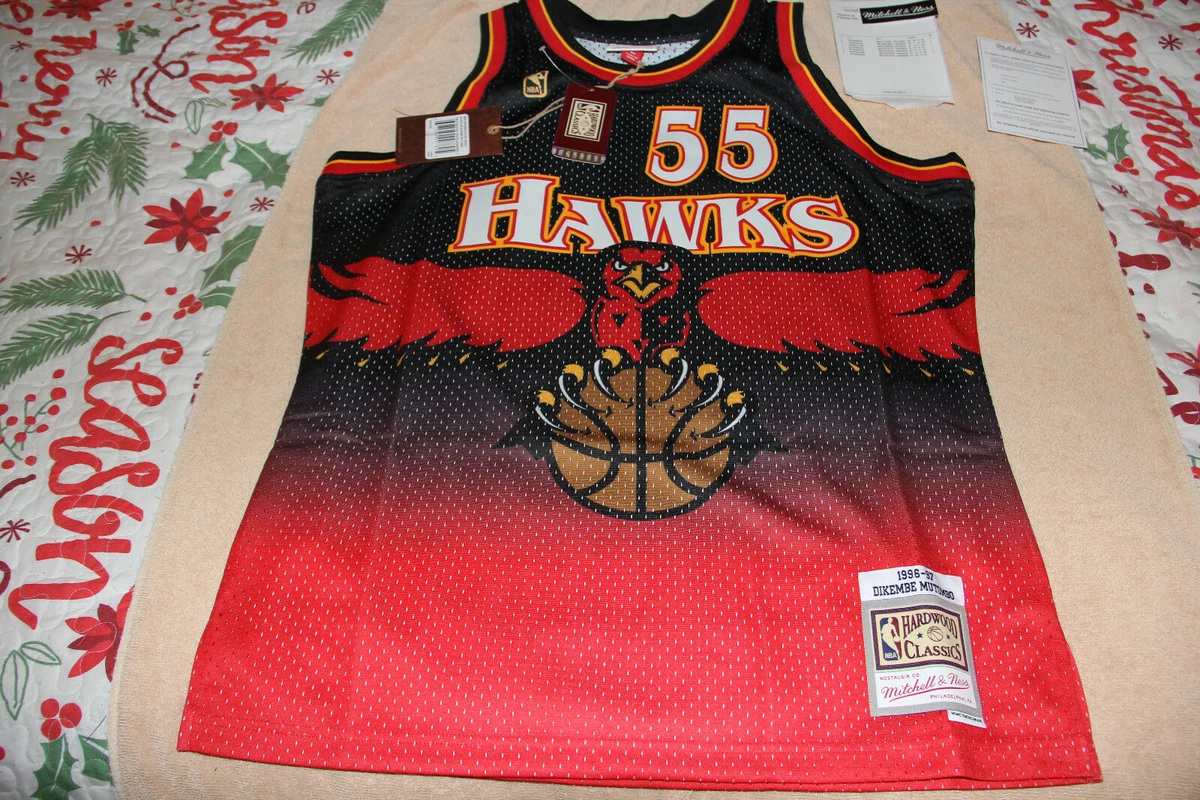 Atlanta Hawks Dikembe Mutombo 1996 Hardwood Classics Road Swingman Jersey  By Mitchell & Ness - Scarlett - Mens