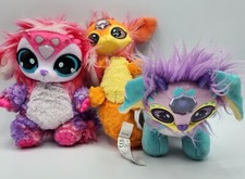 Lot Of 3 Magic Mixies Fire Gem, Pink Lights Sounds, Blue Purple Plush Dolls