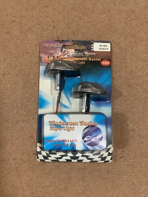 #ad NEW 1 PAIR FRONT WIDE ANGLE WINDSCREEN WASHER CHROME WITH CHROME with WHITE LED $9.99