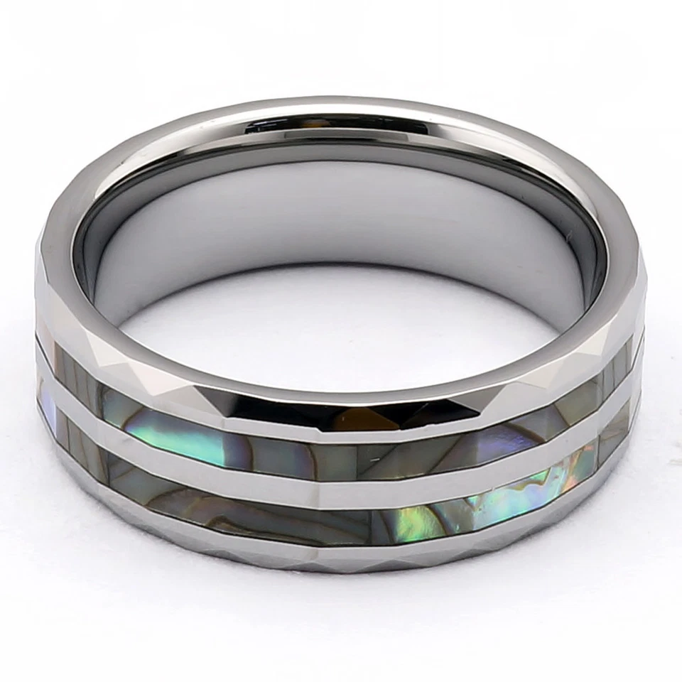 Wolfram Tungsten Ring Partnerringe Abalone Muschel Perlmutt Einlage Inlay NEU - Bild 3 von 4