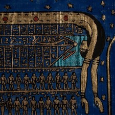 Antique Egyptian Sky Goddess Hathor Temple Dendera Large Papyrus 17.75" x 14.5"