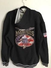 United States Marine Corp USMC Zip Up Jacket Embroidered Logo Black XL