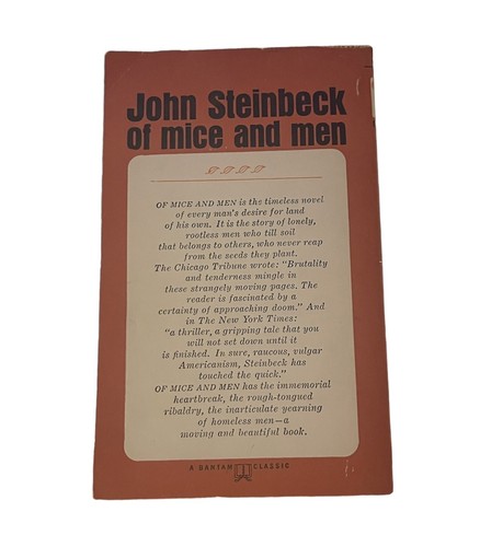 Of Mice and Men by John Steinbeck (Bantam Classic Paperback, 1963) 19th Printing - Picture 2 of 5