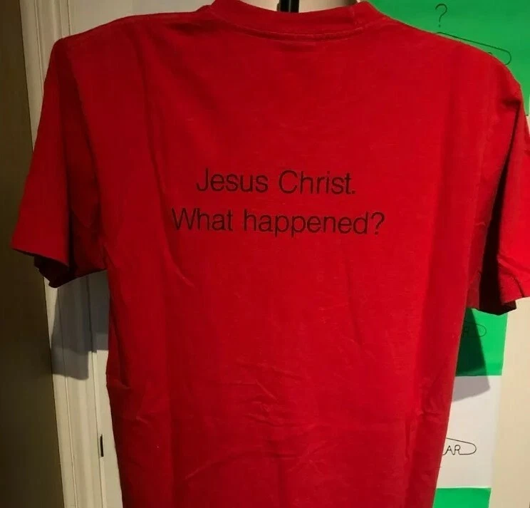 SS15 Supreme KIDS 40 OZ rouge Tee L grand T shirt Jésus Christ que s'est il passé ? Rare
