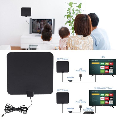 Flat HD Digital Indoor Amplified 60 Miles Range TV Antenna with Amplifier HDTV