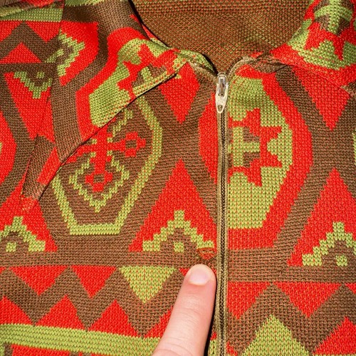 Vtg 60s 70s Graff Shirt Womens Medium Zip Disco Hippy Butterfly Collar Polyester - Picture 12 of 17