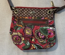 Borsa a tracolla/viaggio vintage OILILY (buone condizioni) floreale sole, rosso
