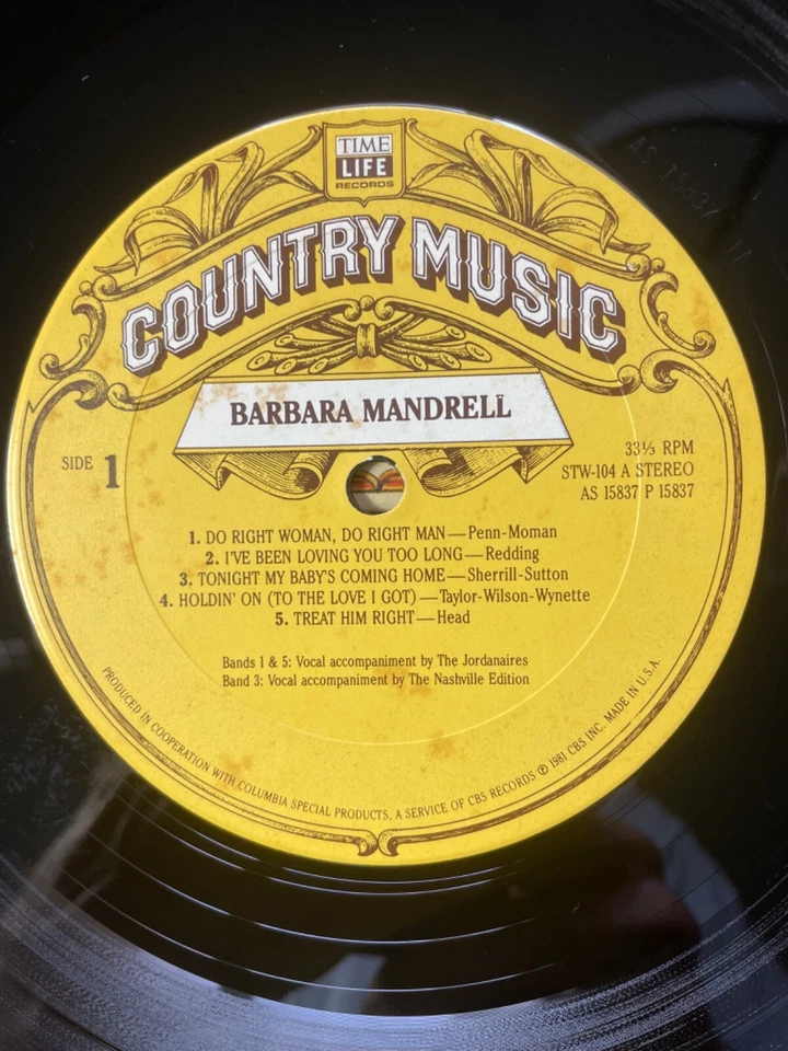 Barbara Mandrell Country Music Vinyl LP Time Life Records VG - Image 3 of 4