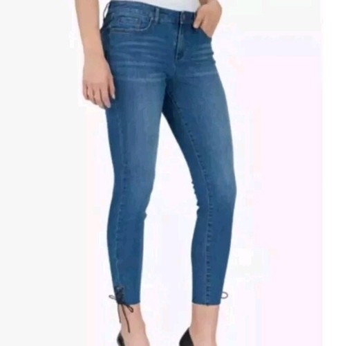 William Rast Lace Up Ankle Tapered Leg Jeans Size 31 NWT Western Stretch Raw Hem - Picture 3 of 12