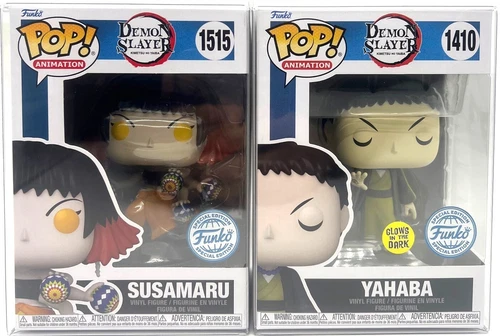 Funko Pop! Demon Slayer Yahaba Glow #1410 & Susamaru #1515 SE with Protectors