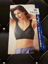 VINTAGE PLAYTEX 18 HOUR SPANETTE COMFORT STRAP WIRE FREE BRA 4693 FLORAL BLK 38D