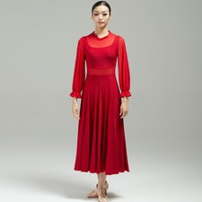 Latin Ballroom Dance Dress Modern Salsa Waltz Standard Long Dress Q170 2 Colors