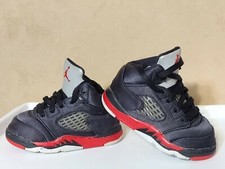 Jordan 5 Retro Satin Bred Baby Unisex Shoes Size 5c Boy/Girl red black