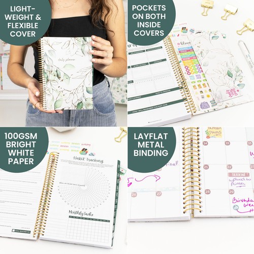 Bloom Daily Planners Planificador de Cubierta Suave Sin Fecha, 5.5" x 8.25", Eucalipto - Imagen 3 de 15