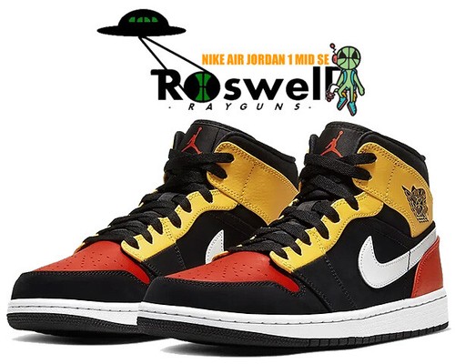 NIKE AIR JORDAN 1 MID SE BLACK/AMARILLO-WHITE-TEAM ORANGE NEW US 9  193654686703 | eBay
