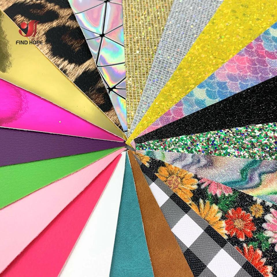 20pcs Leopard Mermaid Glitter Iridescent PU Leather Fabric Bows Handmade 20*15cm - Image 3 of 4