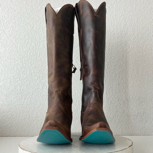 Lane OLIVIA JANE Knee High Womens Cowboy Boots 8 Brown Leather Western Cowgirl - 第 5/13 張圖片