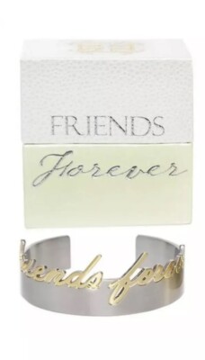 Rustic Cuff Brand Cut Out Cuff Bracelet FRIENDS FOREVER Two Tone NEW Gift Box