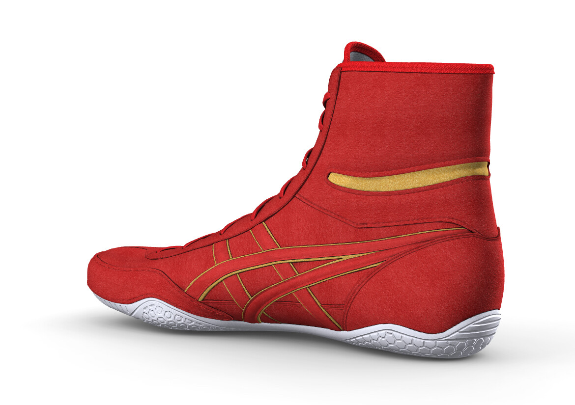 アシックス レスリングシューズ レッド EX-EO (TWR900) #545 asics Boxing Wrestling Shoes Red Red Line Gold NEW EX-EO TWR900