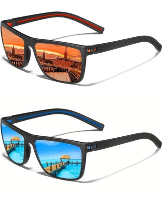 Sonnenbrille, eckige polarisierte Sonnenbrille für Damen und Herren leichtes Gestell