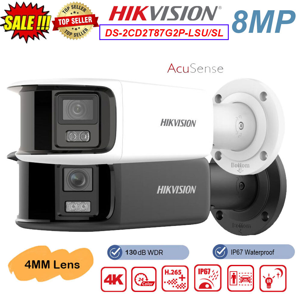 4K ColorVu+X DS-2CD2T87G2P-LSU/SL 4mm IP Camera HIKVIS 180° Panoramic 2-Way Talk