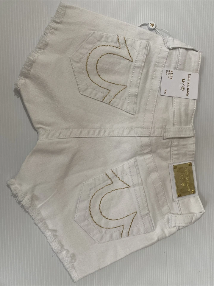True Religion Jean Shorts Mid Rise Keira Overdyed W23 RRP £129 - Image 3 of 4