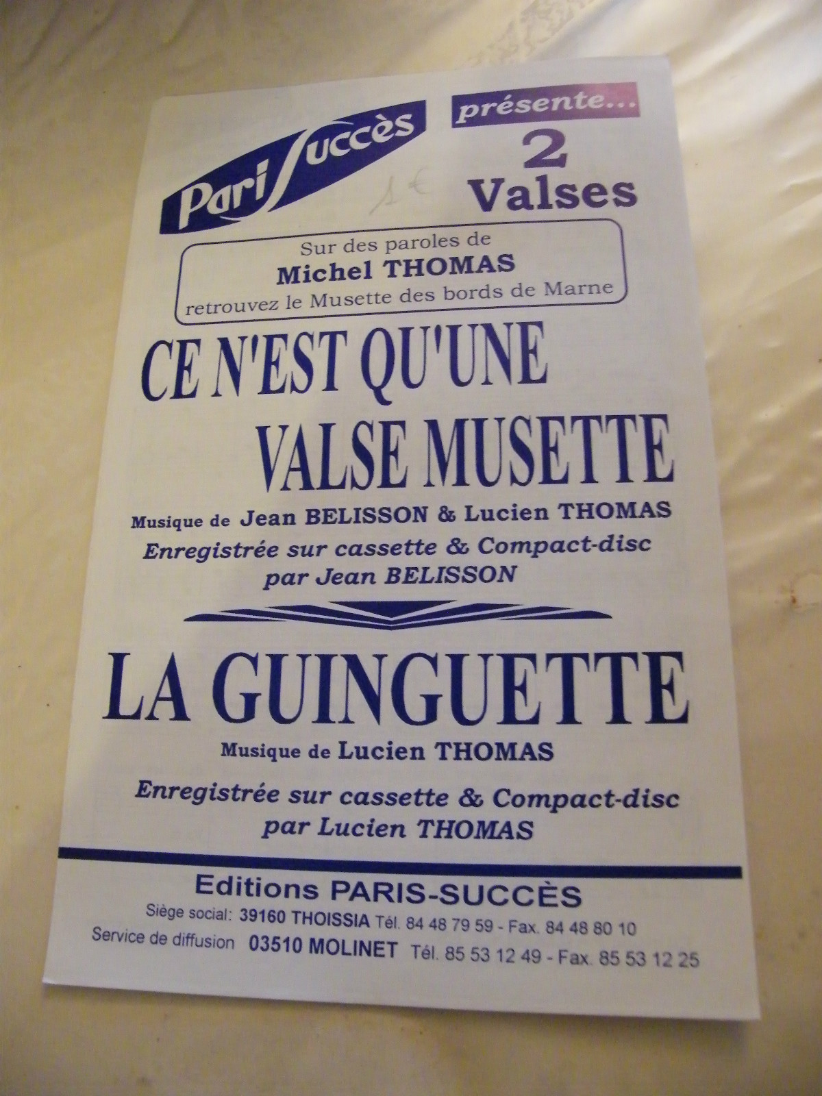 Partition It's just a musette waltz The guinguette Thomas Waltz