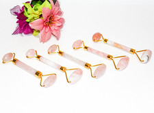 Wholesale Lot 5Pc Pink Rose Quartz Facial Crystal Rollers Anti-Aging Massager