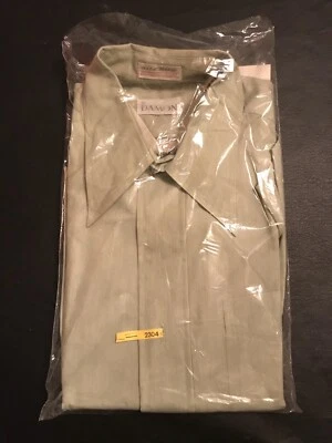 Vintage NEW Damon Silcron Mens Soft Green Dress Shirt Wide Collar Sz 16 1/2 - 33 - Photo 1/4