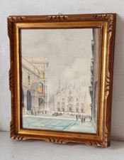 QUADRO ACQUERELLO ANNI 60 " IL DUOMO DELLA VIA MERCANTE" - MILANO ( NON FIRMATO)