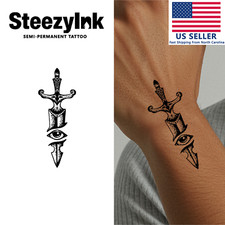 SteezyInk temporary tattoo Blade of Insight last upto 2 weeks 2 x 4 inch