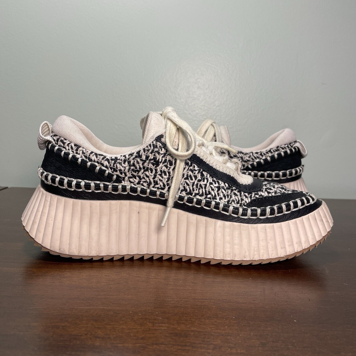 Dolce Vita Dolen Leather & Crocheted Platform Sneakers Tennis