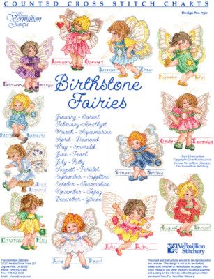 Birthstone Fairies Vermillion Stitchery Cross Stitch Pattern 730