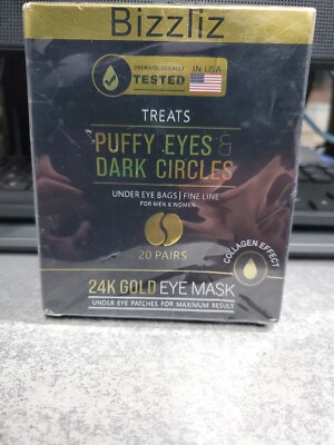 24k gold eye mask tested In USA Bizzliz Puffy Dark Circles 20 pair 