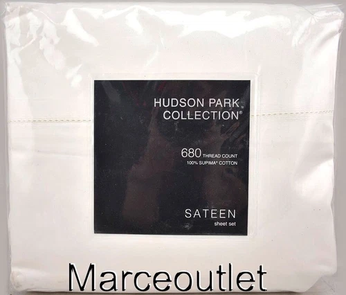 Hudson Park Collection 680 Thread Count Supima Cotton KING Sheet Set White $357.